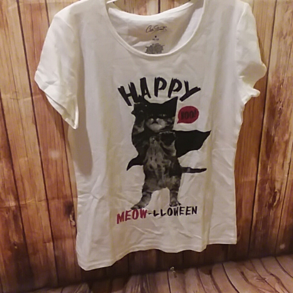 Girl's Happy MEOW-LLOWEEN cat tee. NWOT